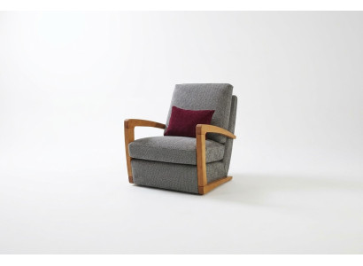 Fauteuil 1 place en tissu pour salon classique gris.