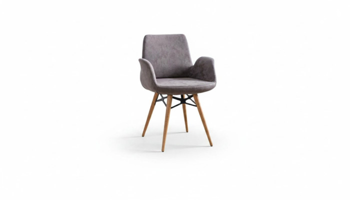 Chaise de salle à manger Chaise de cuisine Groupe de chaises avec accoudoirs 4 pièces Tissu gris