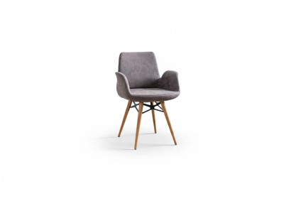 Chaise de salle à manger Chaise de cuisine Groupe de chaises avec accoudoirs 4 pièces Tissu gris