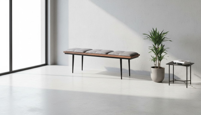 Tabouret Banquette Siège Rembourrage Banc Salle à manger Assise Tissu Marron Design