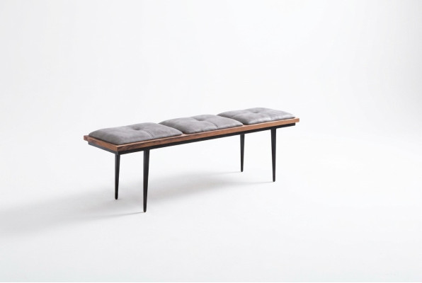 Tabouret Banquette Siège Rembourrage Banc Salle à manger Assise Tissu Marron Design