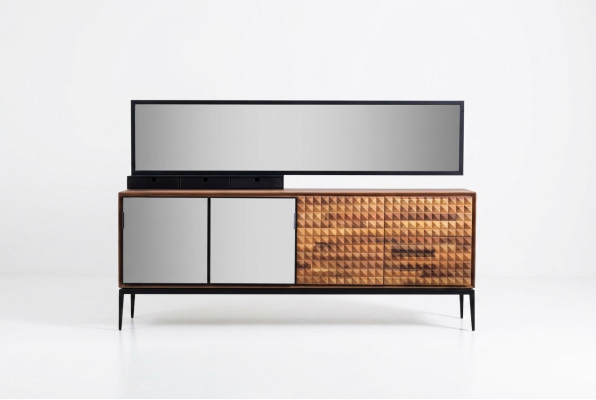 Bahut Buffet avec miroir Commode Armoire Bois Marron Salle à manger