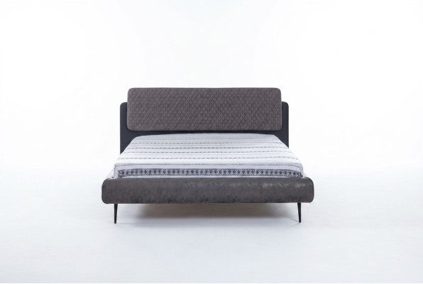 Lit double Lit 160 cm Cadre de lit Gris Lits en tissu modernes Lieu de sommeil