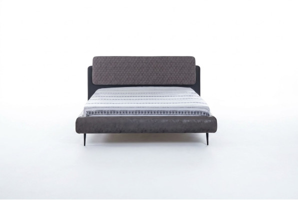 Cadre de lit Lit double Lits Lit 180 cm Gris Tissu Moderne Espace de couchage