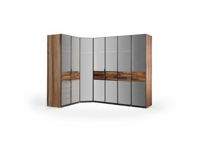 Armoire d'angle Armoire de chambre Armoire en bois Marron Miroir Grand