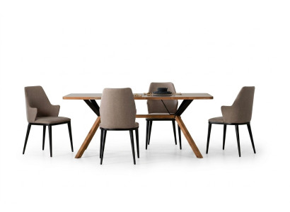 Ensemble de table de salle à manger Dinette Salle à manger Table de salle à manger Chaises 5 pièces Bois Marron