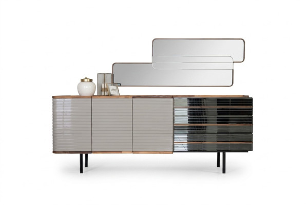 Buffet blanc Buffet avec miroir Commode Armoire en bois Salle à manger