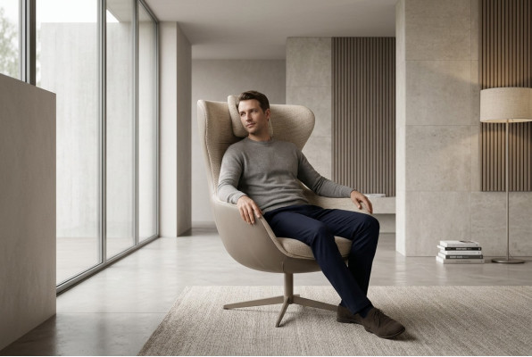 Fauteuil aile Fauteuil cocktail Fauteuil une place en tissu beige Moderne
