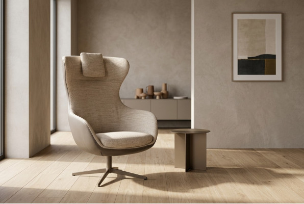 Fauteuil aile Fauteuil cocktail Fauteuil une place en tissu beige Moderne