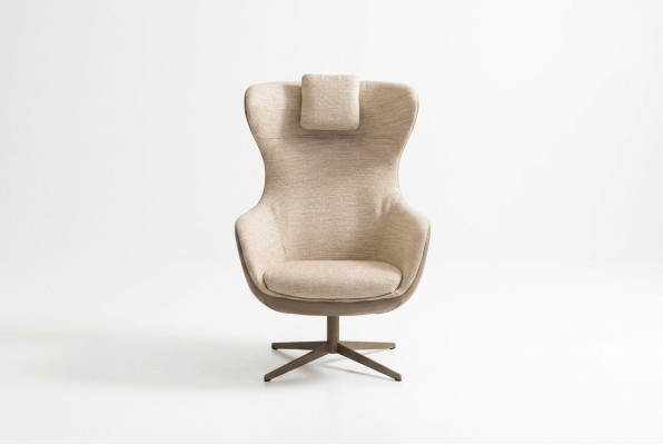 Fauteuil aile Fauteuil cocktail Fauteuil une place en tissu beige Moderne