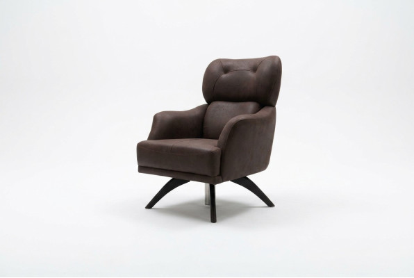Fauteuil à oreilles un place, fauteuil de cocktail en tissu marron, place moderne