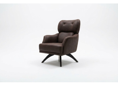 Fauteuil à oreilles un place, fauteuil de cocktail en tissu marron, place moderne
