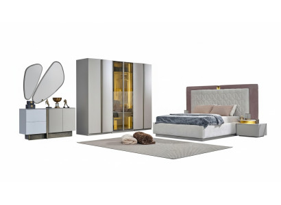 Complete e chambre mobilier lit double lit blanc ensemble de luxe 7 pièces bois