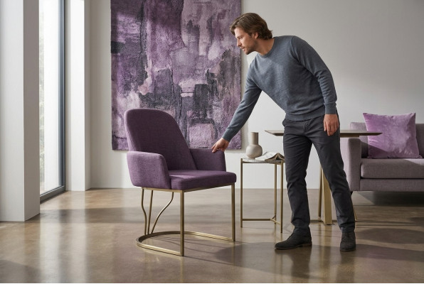 Chaise de cuisine Chaise de salle à manger Fauteuil inclinable Moderne Métal Tissu Violet