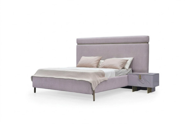 Lit double complet et meubles de chambre à coucher lit rose luxueux ensemble 3 pièces en bois