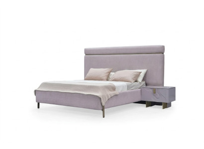Lit double complet et meubles de chambre à coucher lit rose luxueux ensemble 3 pièces en bois