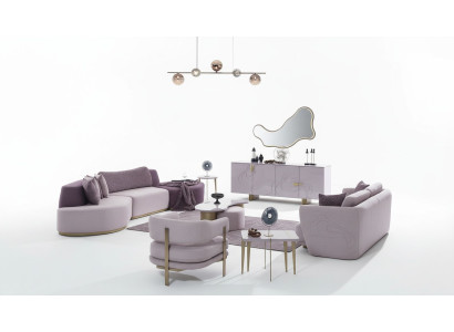 Ensemble de canapés en tissu rose vif pour intérieur Grand canapé d'angle en forme de L Moderne lot de 5 pièces