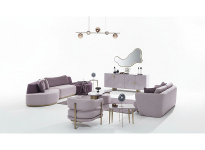 Ensemble de canapés en tissu rose vif pour intérieur Grand canapé d'angle en forme de L Moderne lot de 5 pièces