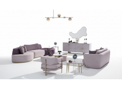 Tissu Canapés Ensemble de canapé Grand paysage de vie en rose Ensemble de canapé 3 pièces Moderne