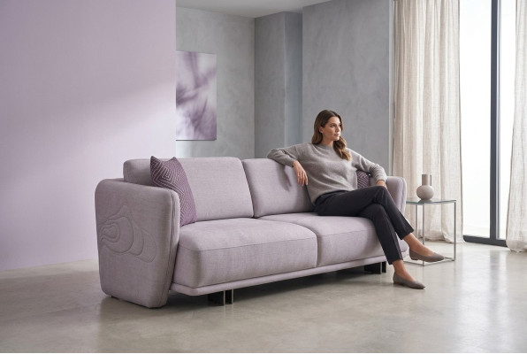 Canapé trois places Canapé en tissu gris 3 places Canapé en tissu Canapé rembourré Design