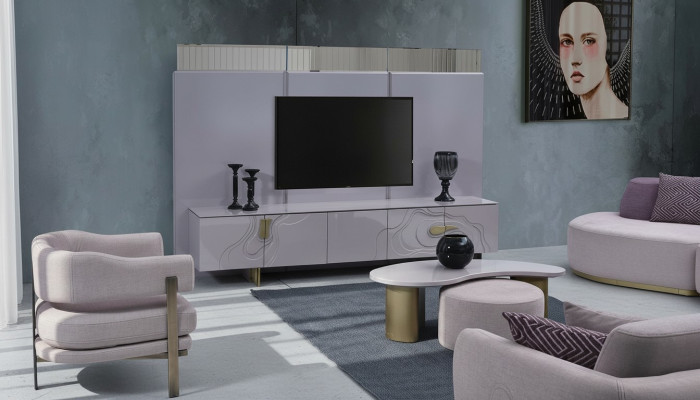 Le bahut de télévision comprend un meuble bas de télévision en bois rose moderne pour le salon.