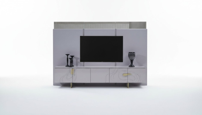 Le bahut de télévision comprend un meuble bas de télévision en bois rose moderne pour le salon.