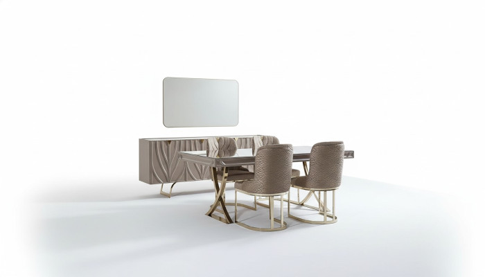 Ensemble de salle à manger Ensemble de salle à manger Salle à manger Table en bois Marron Ensemble de 9 pièces buffet