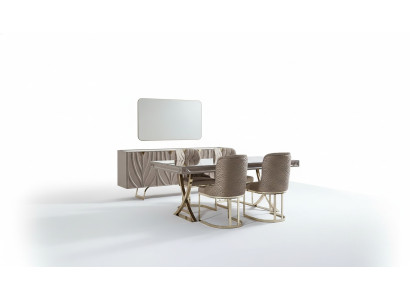 Ensemble de salle à manger Ensemble de salle à manger Salle à manger Table en bois Marron Ensemble de 9 pièces buffet