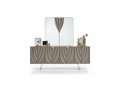 Buffet avec miroir Ensemble de buffet Salle à manger Bois Marron Armoire