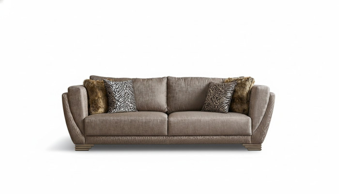 Canapé trois places de luxe Canapé 3 places Marron Tissu Canapé en tissu Canapé rembourré