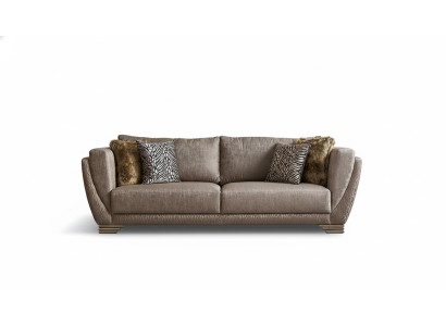 Canapé trois places de luxe Canapé 3 places Marron Tissu Canapé en tissu Canapé rembourré