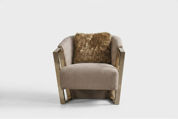 Fauteuil moderne une place en tissu pour salon Marron siège rembourré une place