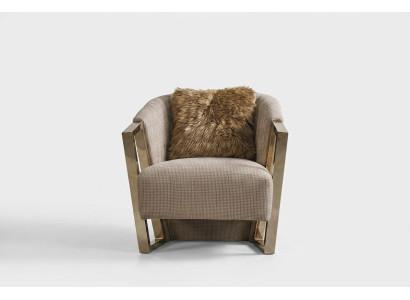 Fauteuil moderne une place en tissu pour salon Marron siège rembourré une place