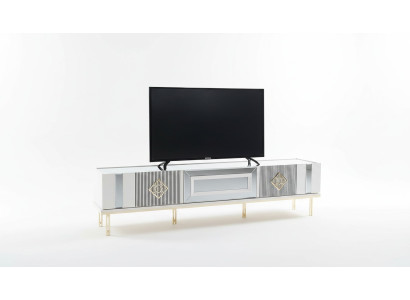 Buffet TV Armoire Basse TV Support en Bois Blanc Table Armoire de Salon