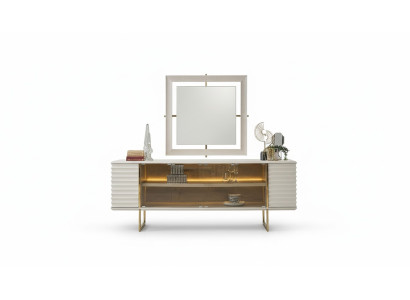 Enfilade avec miroir Salle à manger Bois Beige Commode