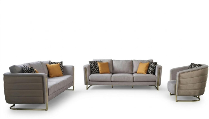 Ensemble de canapé canapé en tissu ensemble de canapé canapé rembourré gris moderne 3 pièces