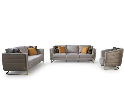 Ensemble de canapé canapé en tissu ensemble de canapé canapé rembourré gris moderne 3 pièces