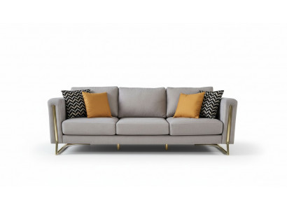 Canapé 3 places en tissu gris, canapé en tissu, canapé rembourré moderne