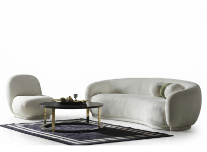 Ensemble de canapés Canapé en tissu blanc Canapé rembourré moderne Ensemble de 2 pièces