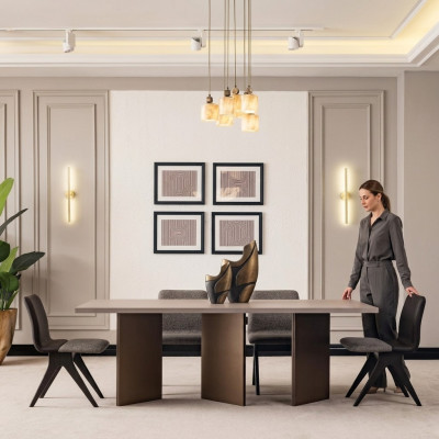 Ensemble de salle à manger, dinette Mobilier de salle à manger Table à manger Salle à manger 7 pièces Bois Gris