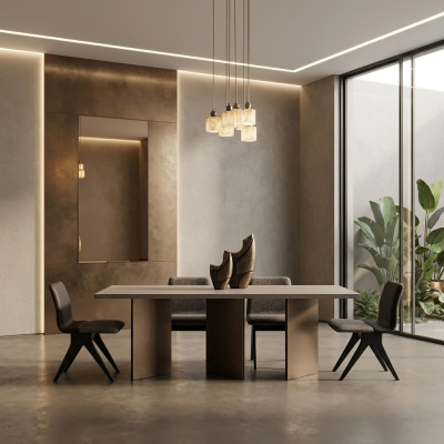 Ensemble de salle à manger, dinette Mobilier de salle à manger Table à manger Salle à manger 7 pièces Bois Gris