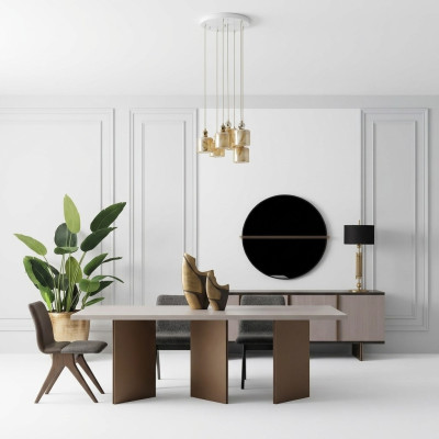 Salle à manger Ensemble de salle à manger Mobilier de salle à manger Table à manger Coin repas 9 pièces Bois Beige