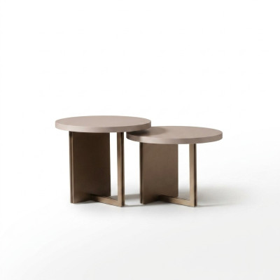 Groupe Tables d'appoint Table basse Bois Set de tables Beige Table basse 2 pièces