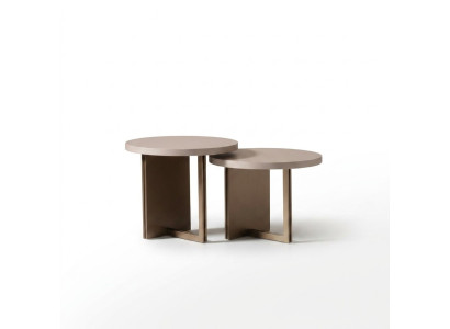 Groupe Tables d'appoint Table basse Bois Set de tables Beige Table basse 2 pièces