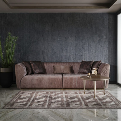 Canapé moderne trois places Canapé 3 places Canapé rembourré Canapé en tissu Canapé moderne Marron Sofas