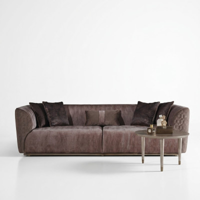Canapé moderne trois places Canapé 3 places Canapé rembourré Canapé en tissu Canapé moderne Marron Sofas