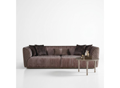 Canapé moderne trois places Canapé 3 places Canapé rembourré Canapé en tissu Canapé moderne Marron Sofas