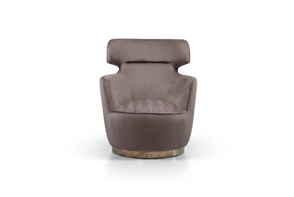 Fauteuil en tissu à une place gris, fauteuil club, fauteuil à oreilles moderne