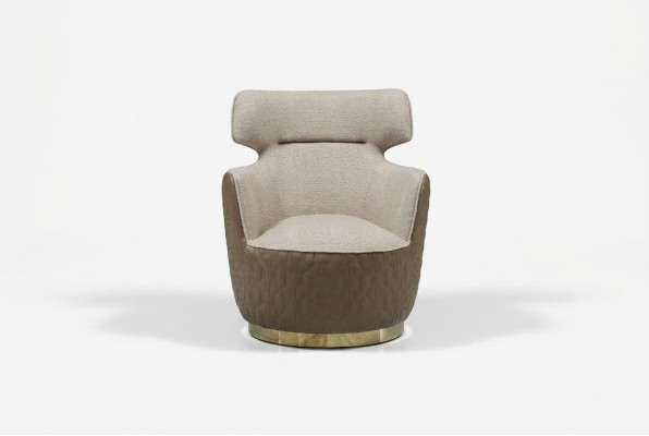 Fauteuil à ailes Fauteuil en tissu Siège individuel Beige Fauteuil de club Moderne
