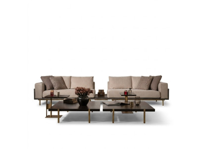 Canapé 4 places Canapé rembourré 4 places Canapé en tissu Beige Table moderne nouvelle